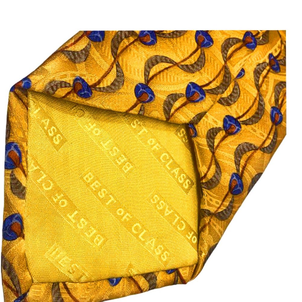 Robert‎ Talbott Best of Class Gold Asp Print 100% Silk Handsewn Necktie - Picture 8 of 8